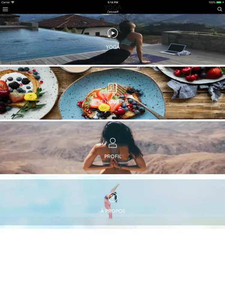Tangkapan layar YogaConnect iPad 