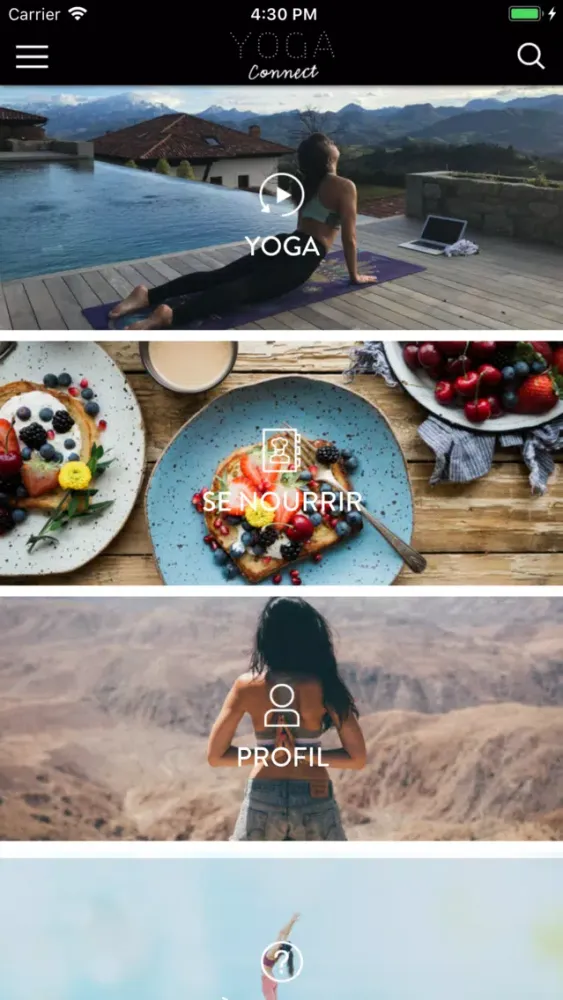 Tangkapan layar YogaConnect