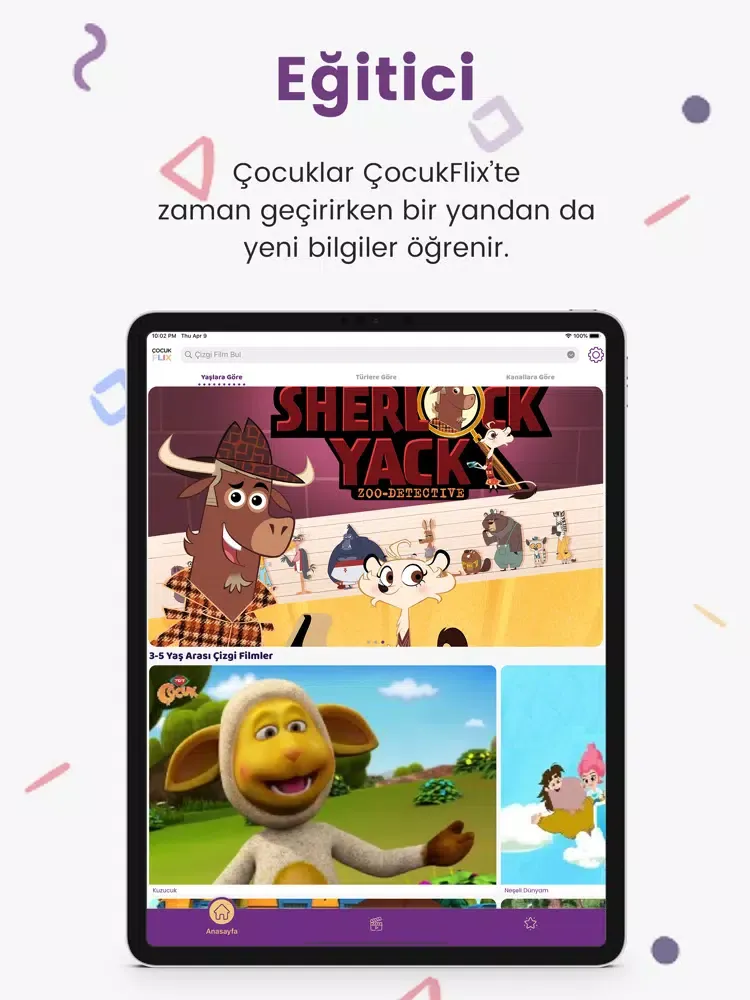 Tangkapan layar ÇocukFlix iPad 