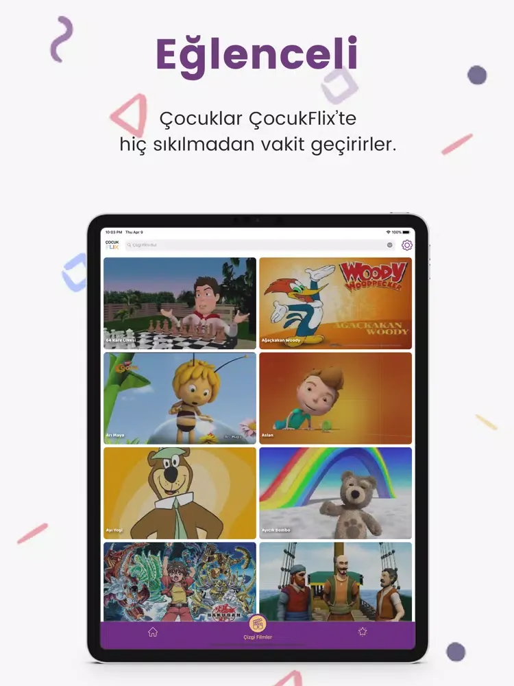 Tangkapan layar ÇocukFlix iPad 
