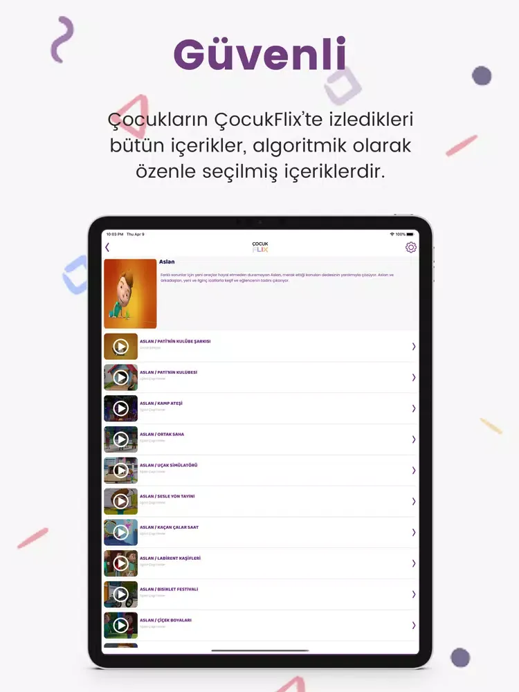 Tangkapan layar ÇocukFlix iPad 