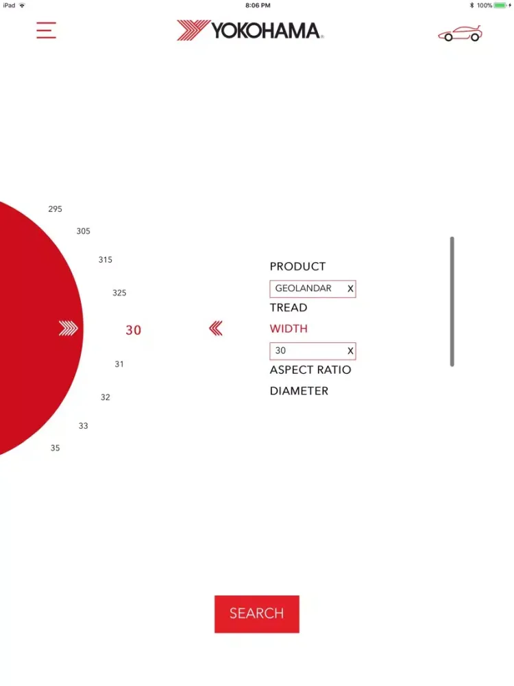 Скриншоты Yokohama Tire Specs iPad 