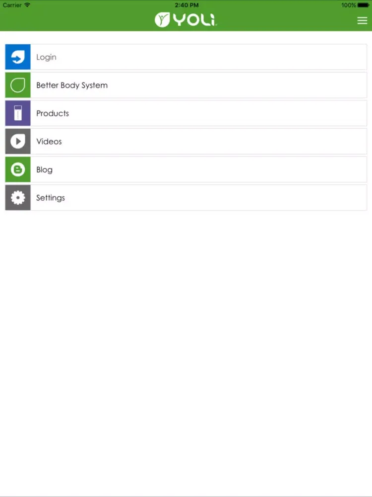 Ảnh chụp màn hình của Yoli Better Body System iPad 