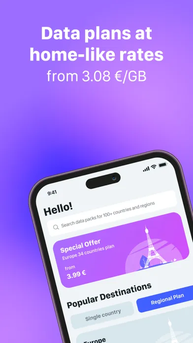 Zrzuty ekranu Yolla eSIM: Mobile Internet
