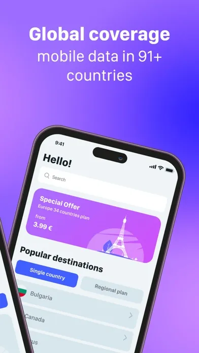 Zrzuty ekranu Yolla eSIM: Mobile Internet