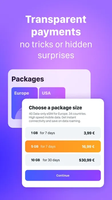Zrzuty ekranu Yolla eSIM: Mobile Internet