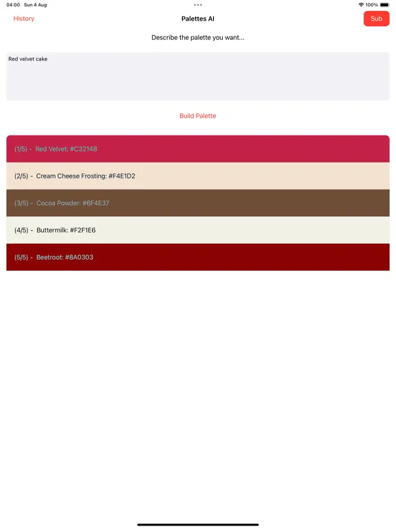 Color Palette Generator AI iPad  سکرین شاٹس