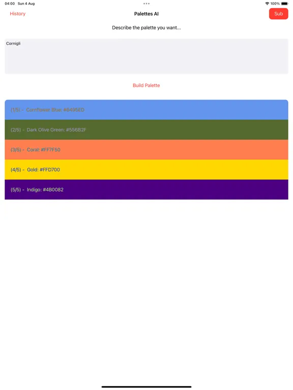 Color Palette Generator AI iPad  سکرین شاٹس