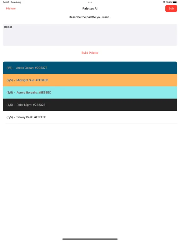 Color Palette Generator AI iPad  سکرین شاٹس