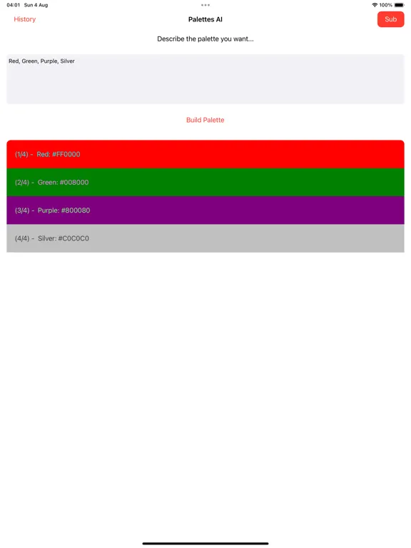Color Palette Generator AI iPad  سکرین شاٹس