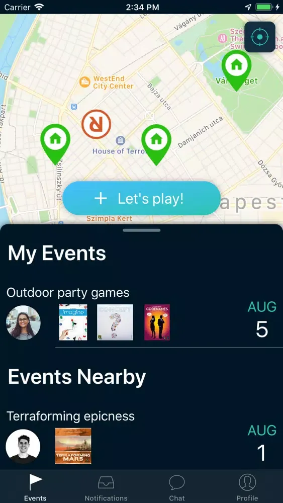 Capturas de tela do Tribe - board game meetups
