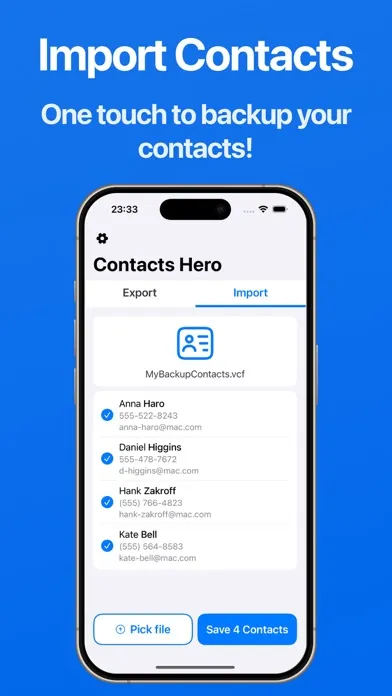 Export & Import Contacts Hero स्क्रीनशॉट