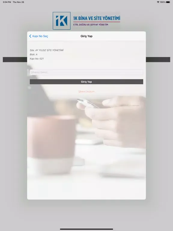 1K Bina ve Site Yönetimi iPad 应用截图