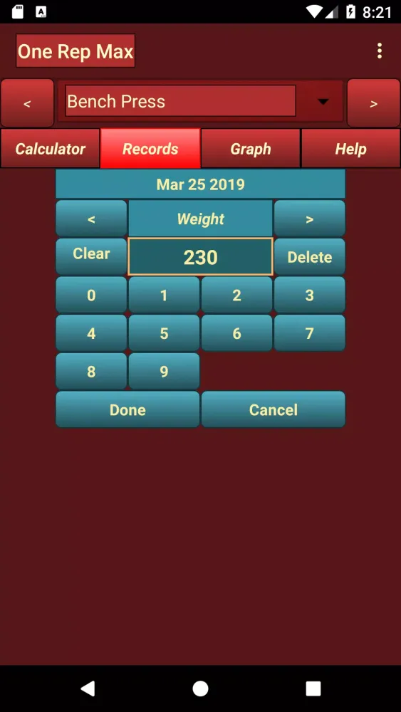ภาพหน้าจอของ One Rep Max Calculator