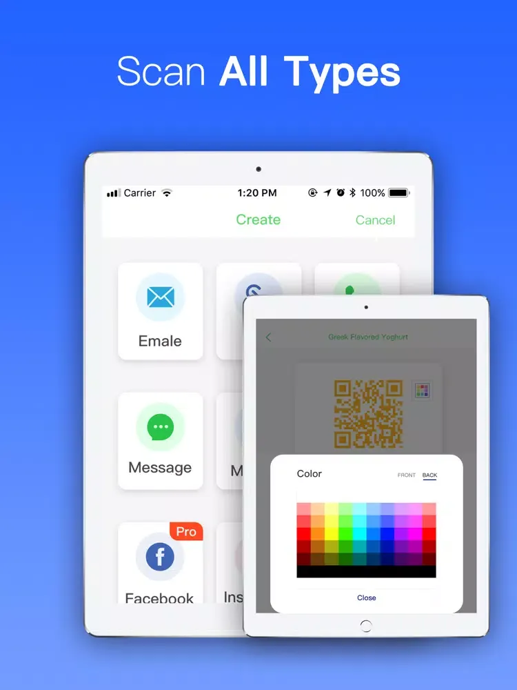 Capturas de tela do QR Code Reader · Scan QR Code iPad 