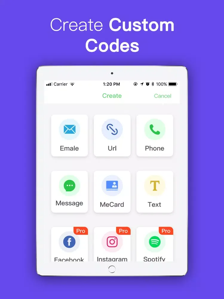 Capturas de tela do QR Code Reader · Scan QR Code iPad 