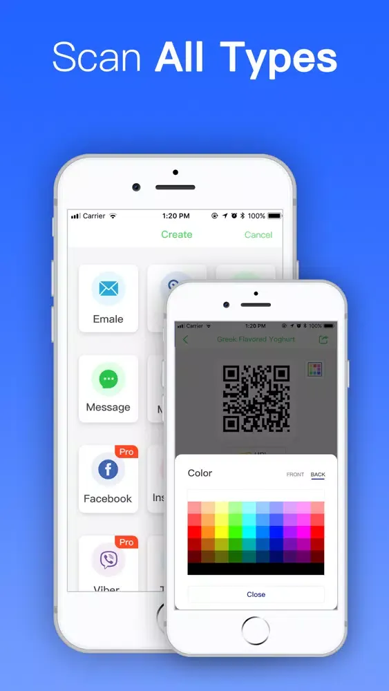 Capturas de tela do QR Code Reader · Scan QR Code