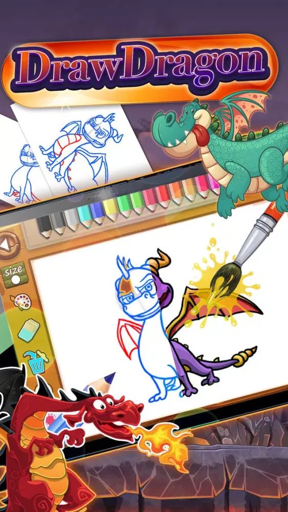 Capturas de tela do Sketching Dragon and Beasts Cartoon Book Pro