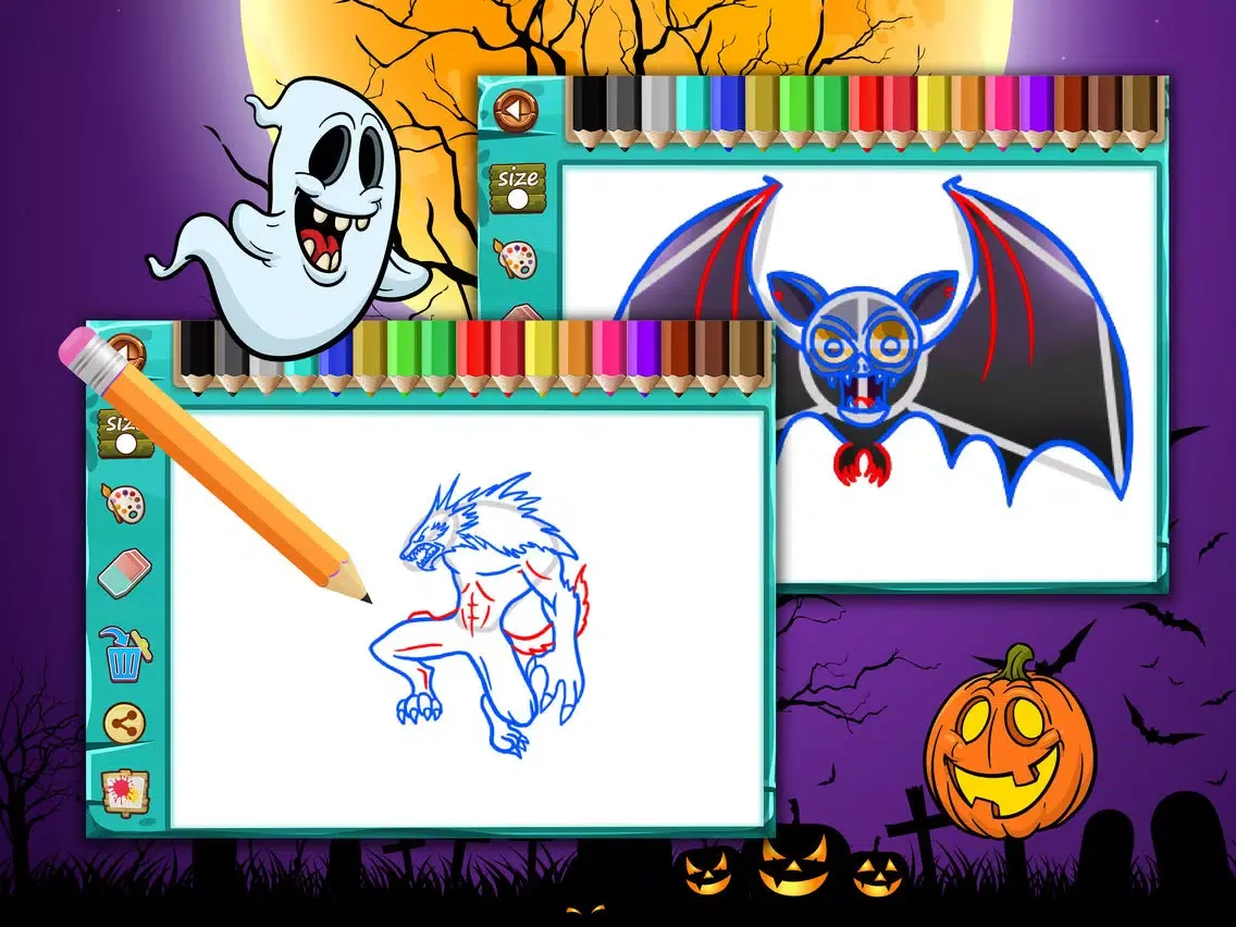 Sketch Drawing Vampires & Werewolf Pictures Pro iPad  Screenshots