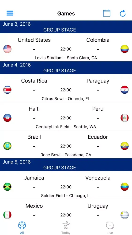 Captures d'écran de USA 2016 for Copa America FREE