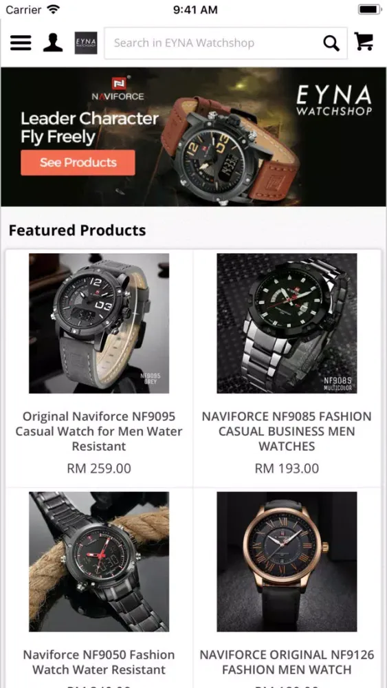 Tangkapan skrin EYNA Watchshop