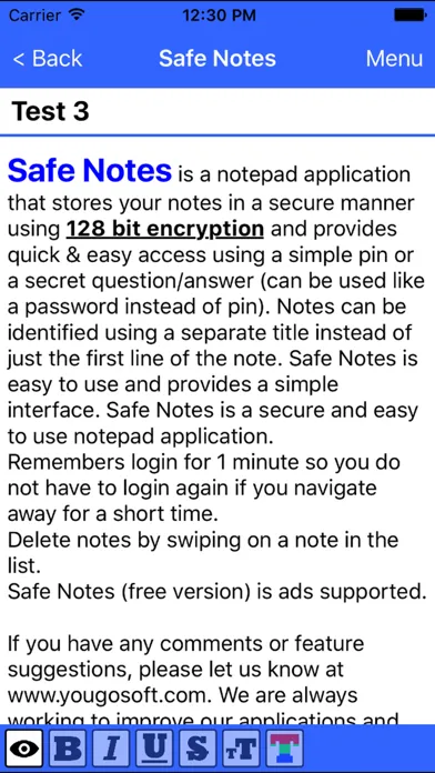 Safe Notes is a secure notepad スクリーンショット