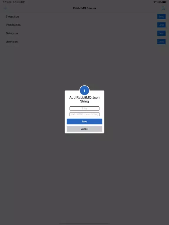 Capturas de pantalla de RabbitMQ Sender iPad 