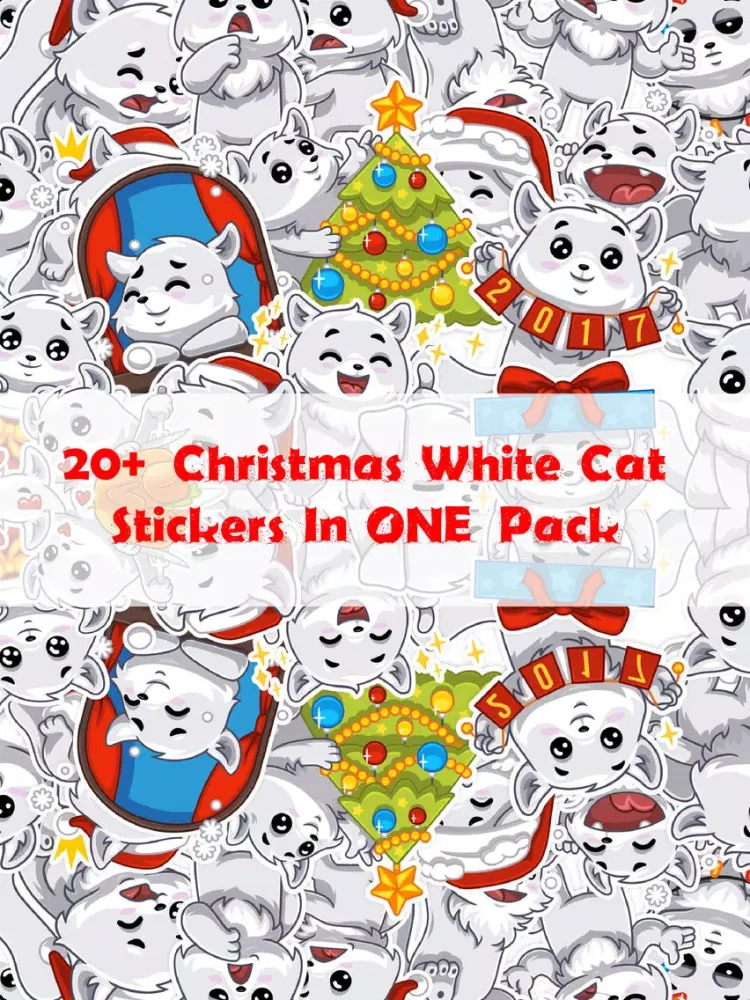 Capturas de pantalla de Christmas White Cat Stickers Pack for iMessage iPad 