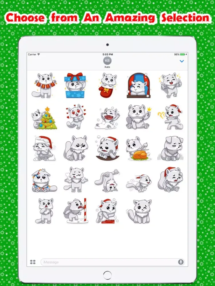 Capturas de pantalla de Christmas White Cat Stickers Pack for iMessage iPad 