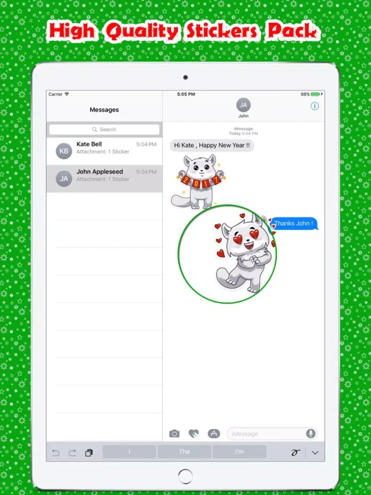 Capturas de pantalla de Christmas White Cat Stickers Pack for iMessage iPad 