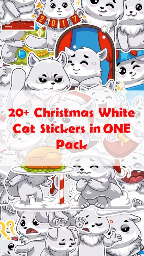 Capturas de pantalla de Christmas White Cat Stickers Pack for iMessage