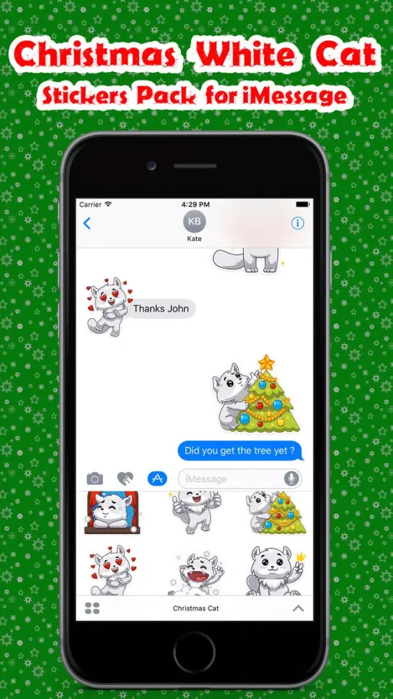 Capturas de pantalla de Christmas White Cat Stickers Pack for iMessage