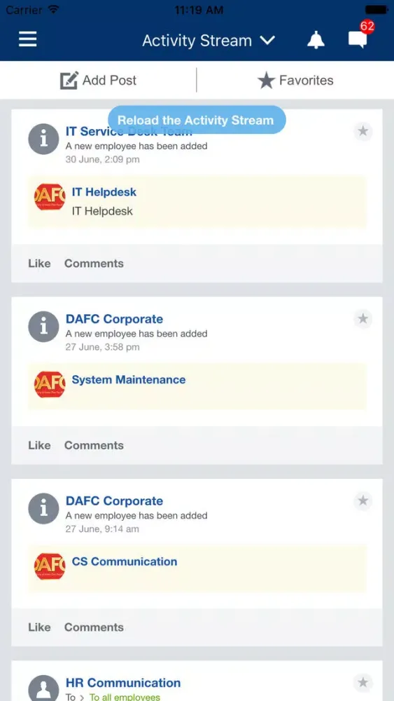 Tangkapan layar DAFC Social Plus
