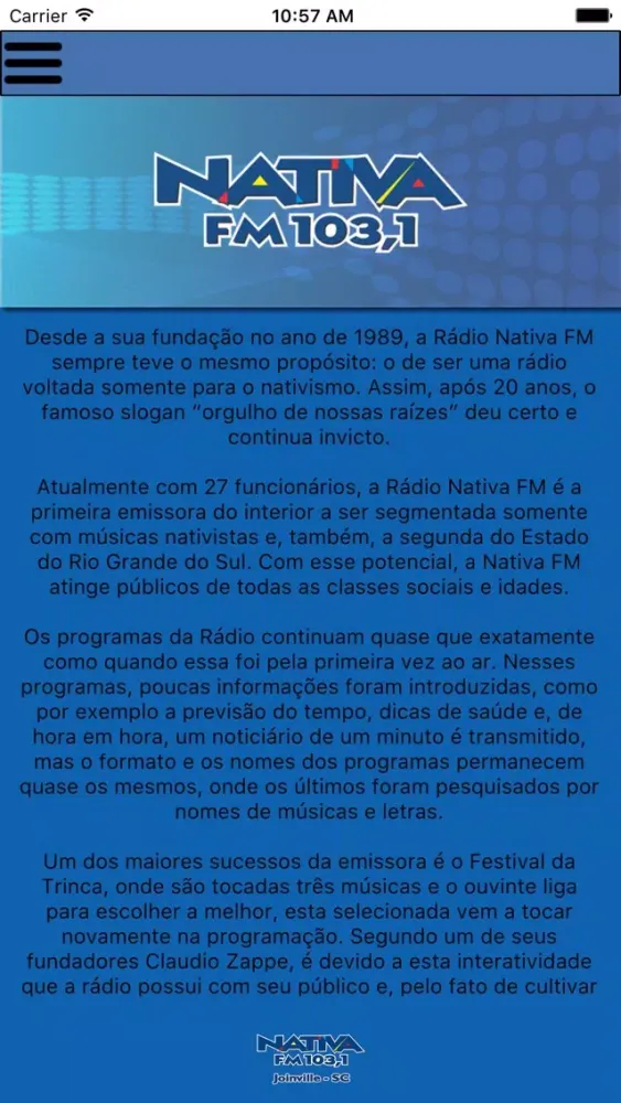 Nativa FM 103,1 Ekran Görüntüleri