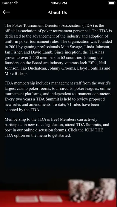 Captures d'écran de Official Poker TDA Rules