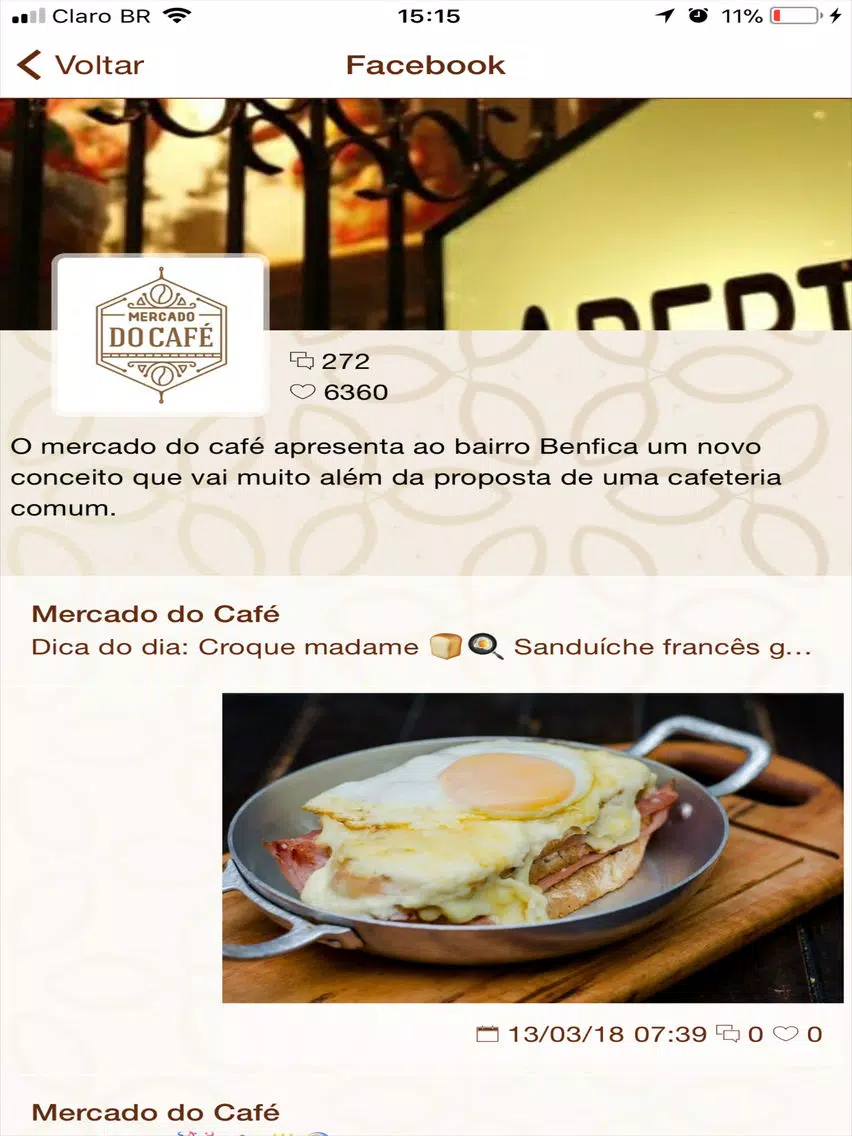 Tangkapan skrin Mercado do Café iPad 