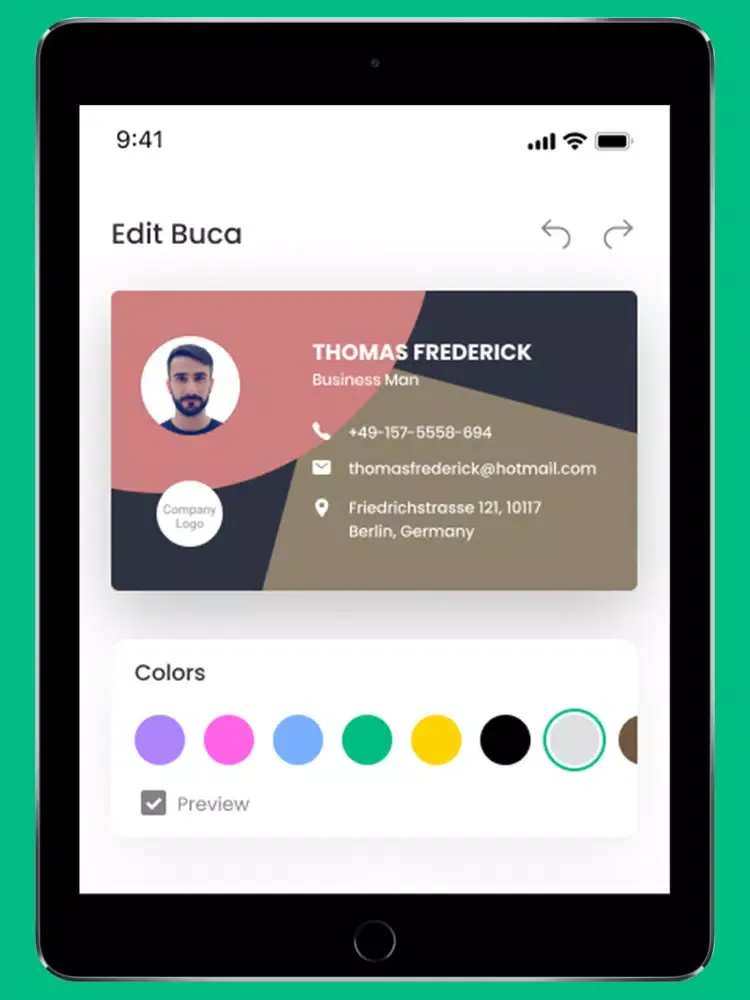 Buca Business Card iPad 应用截图