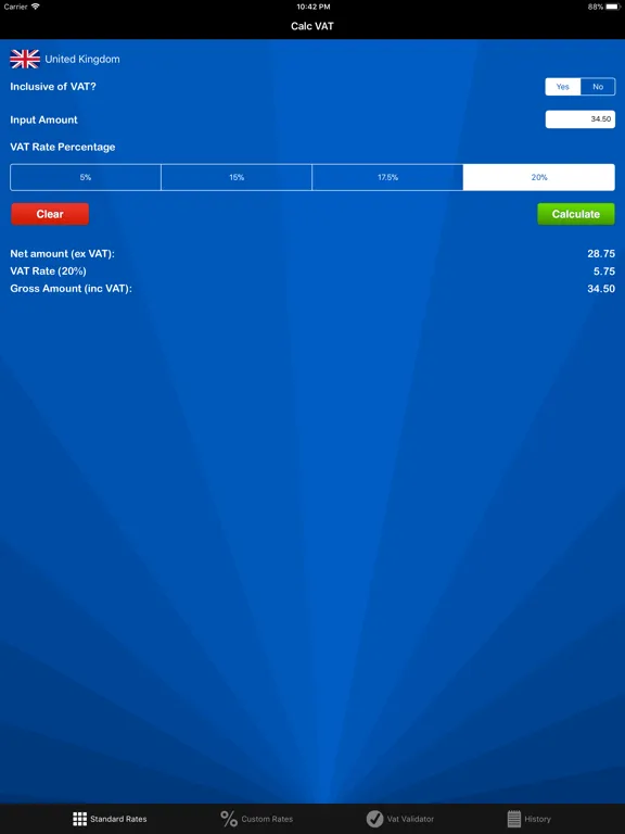 Ảnh chụp màn hình của Calc VAT – UK VAT Calculator iPad 