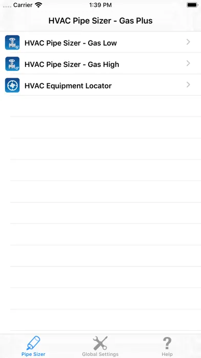 HVAC Pipe Sizer - Gas Plus Screenshots