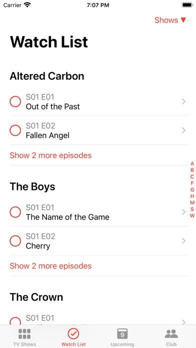 TV Club – show tracker Ekran Görüntüleri