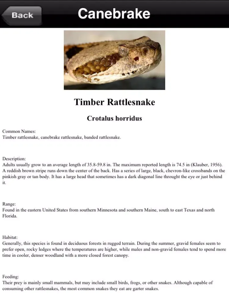 Florida Poisonous Snakes iPad  স্ক্রিনশট