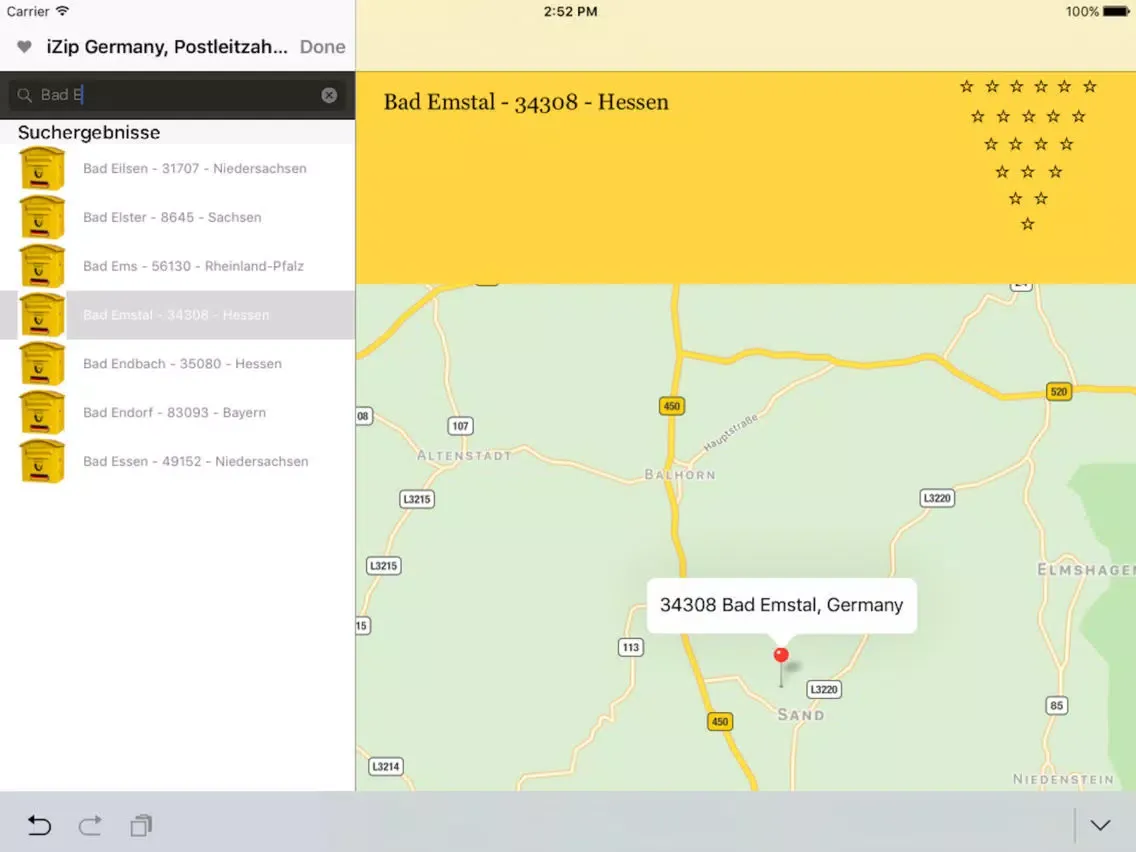 izip Postleitzahl Deutschland iPad  Screenshots