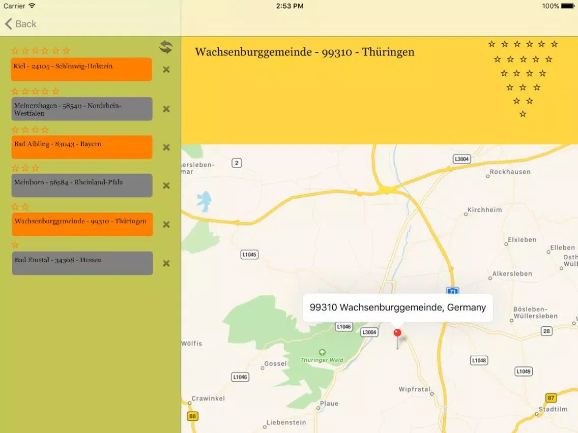 izip Postleitzahl Deutschland iPad  Screenshots