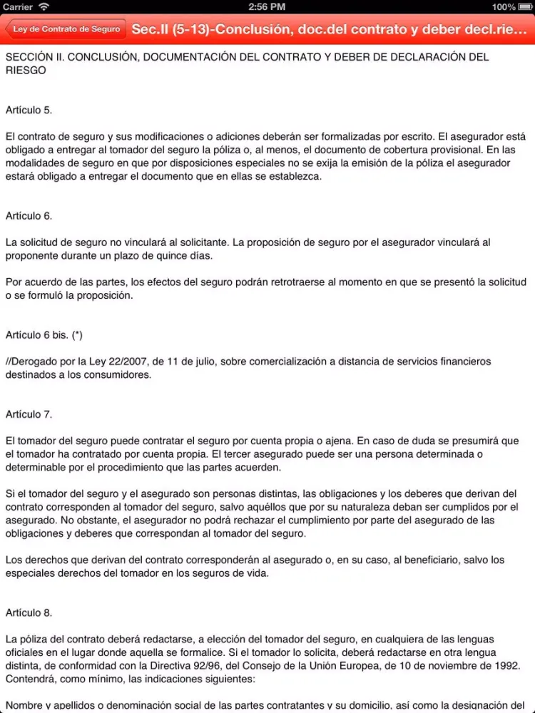 Spanish Insurance Act iPad  স্ক্রিনশট