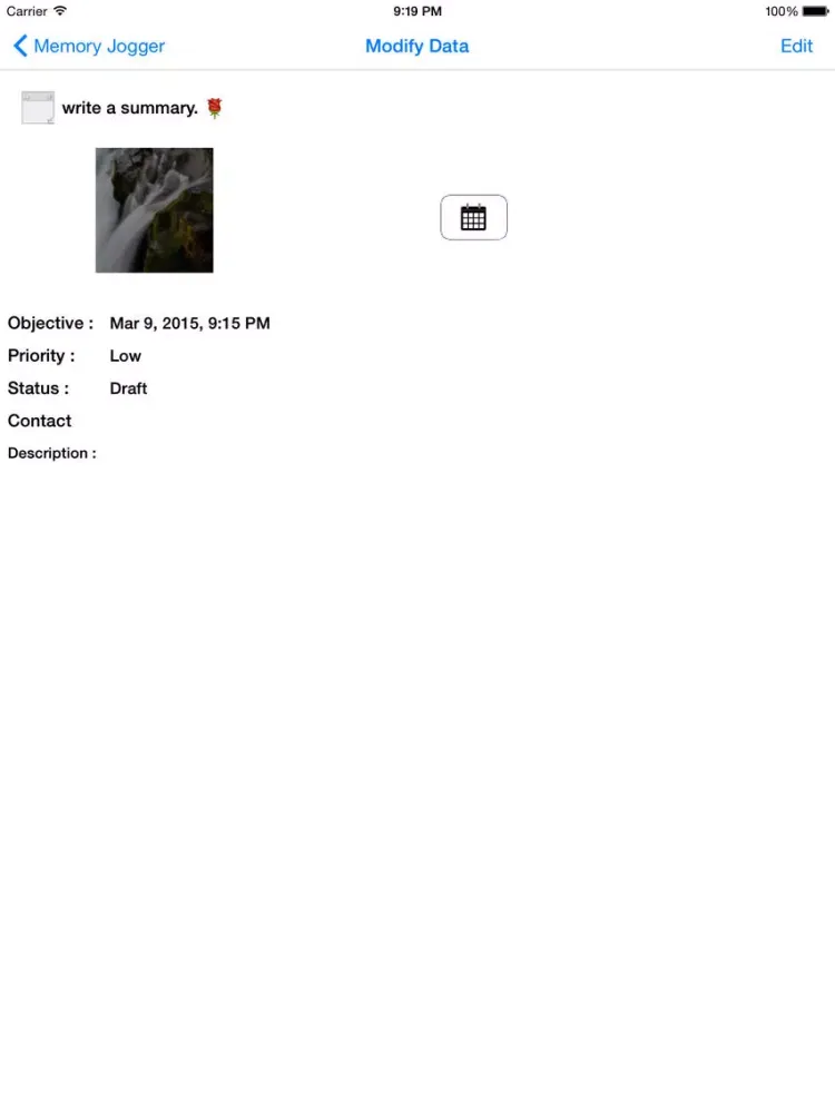 Tangkapan skrin Memory Jogger iPad 