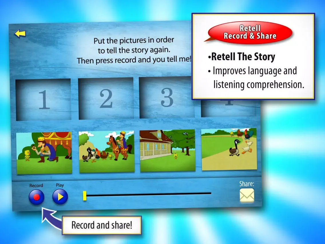 Chicken Little with WordWinks and Retell, Record & Share iPad  Screenshots
