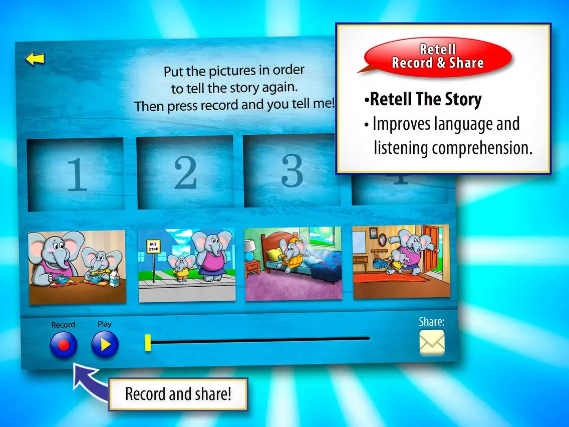 Capturas de tela do Little Red Hen with WordWinks and Retell, Record & Share iPad 