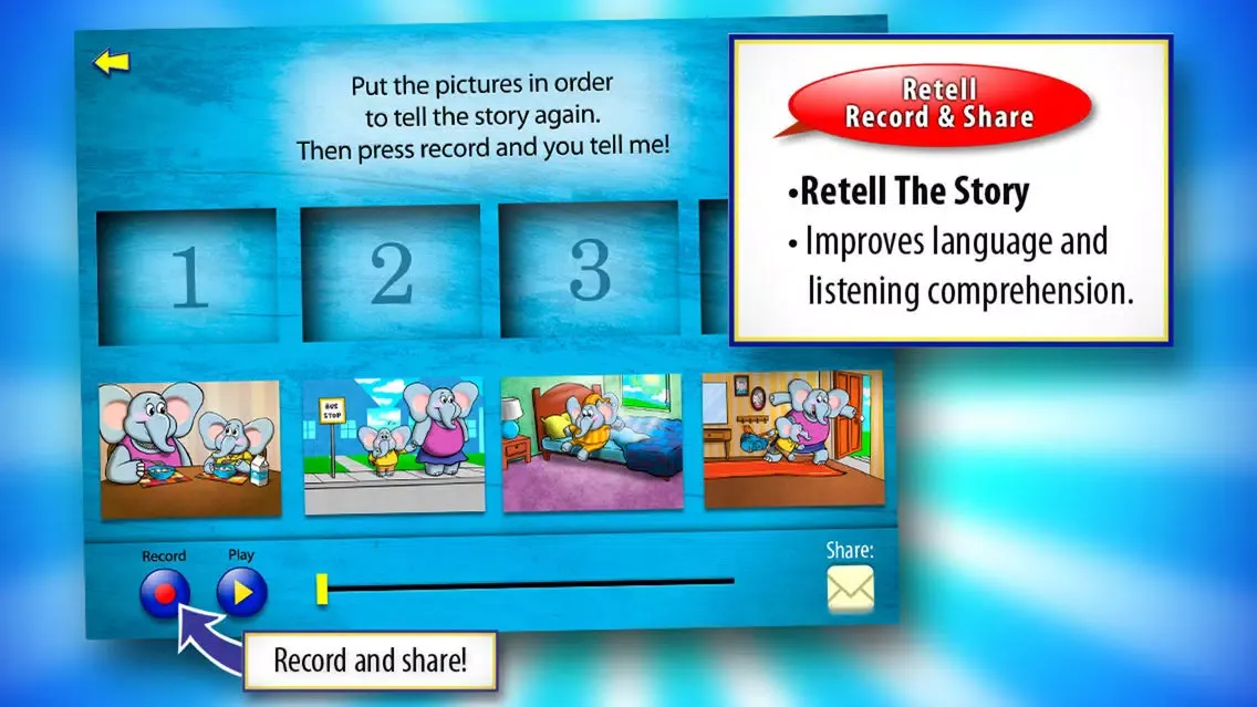 Capturas de tela do Little Red Hen with WordWinks and Retell, Record & Share