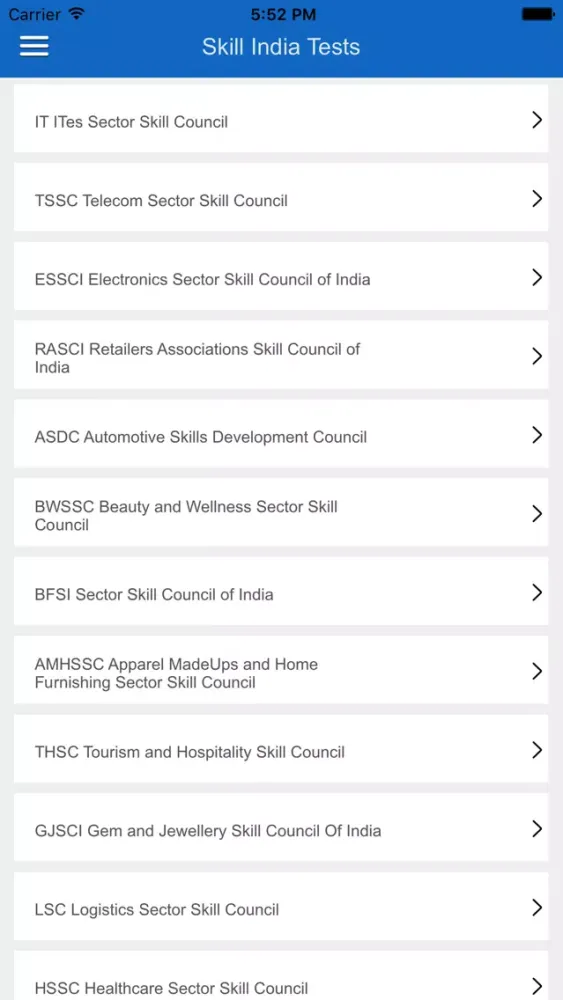 Tangkapan layar Skill India - NSDC PMKVY Tests