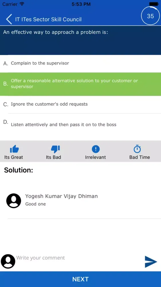 Tangkapan layar Skill India - NSDC PMKVY Tests